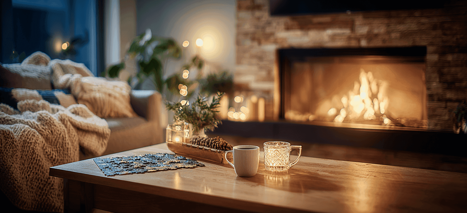 Puzzle Night by the Fireplace