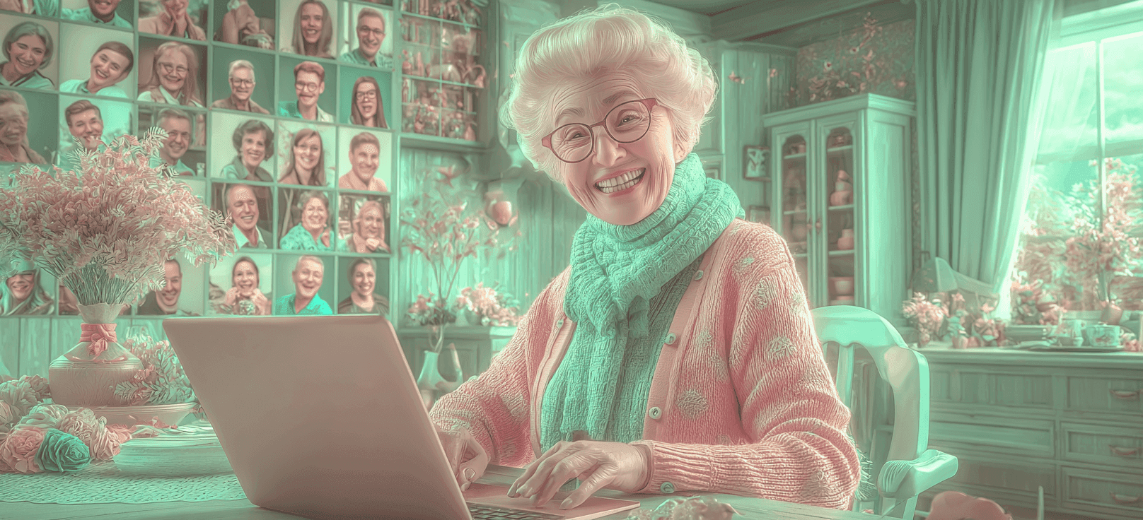 Family Video Call Gathering