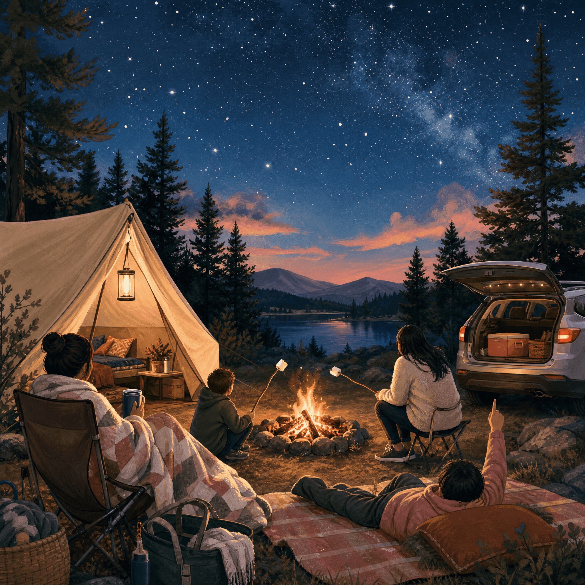 Camping Night Under Stars
