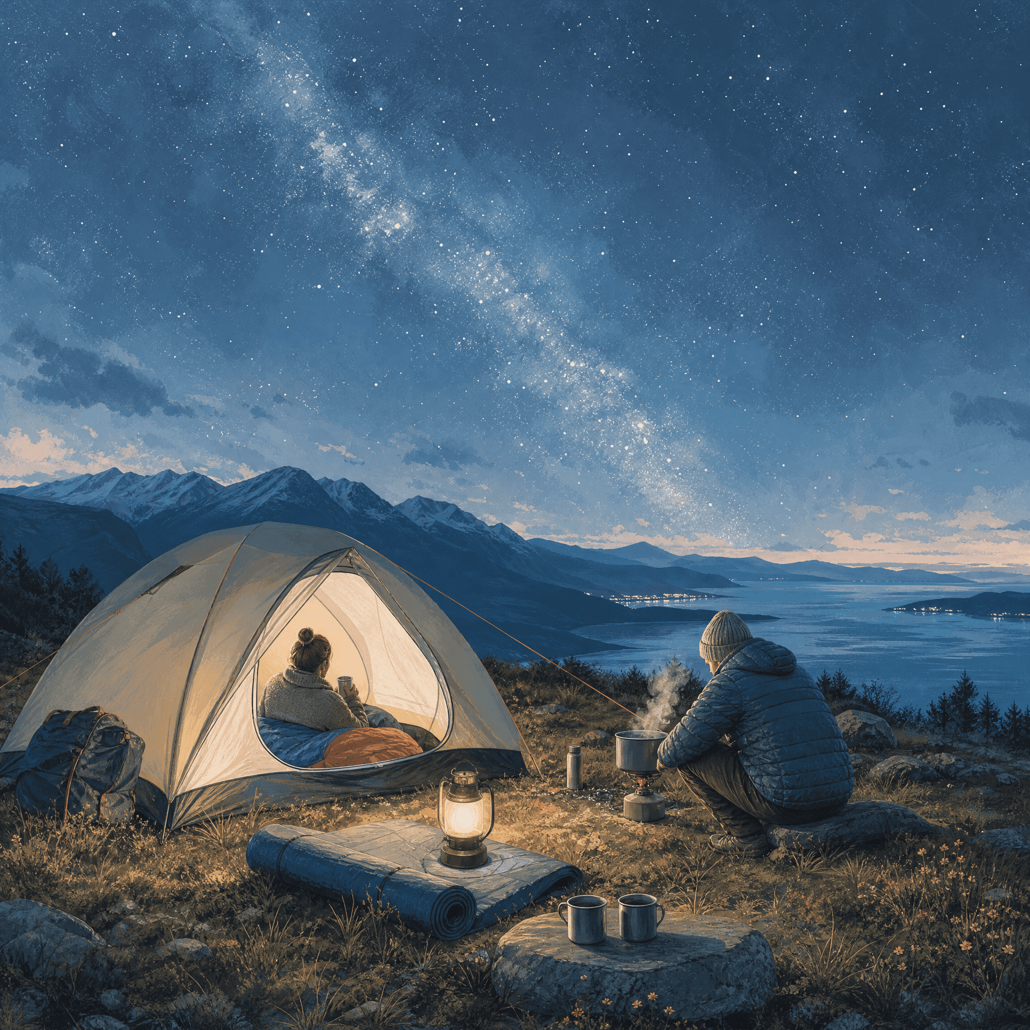 Camping Under the Stars Night