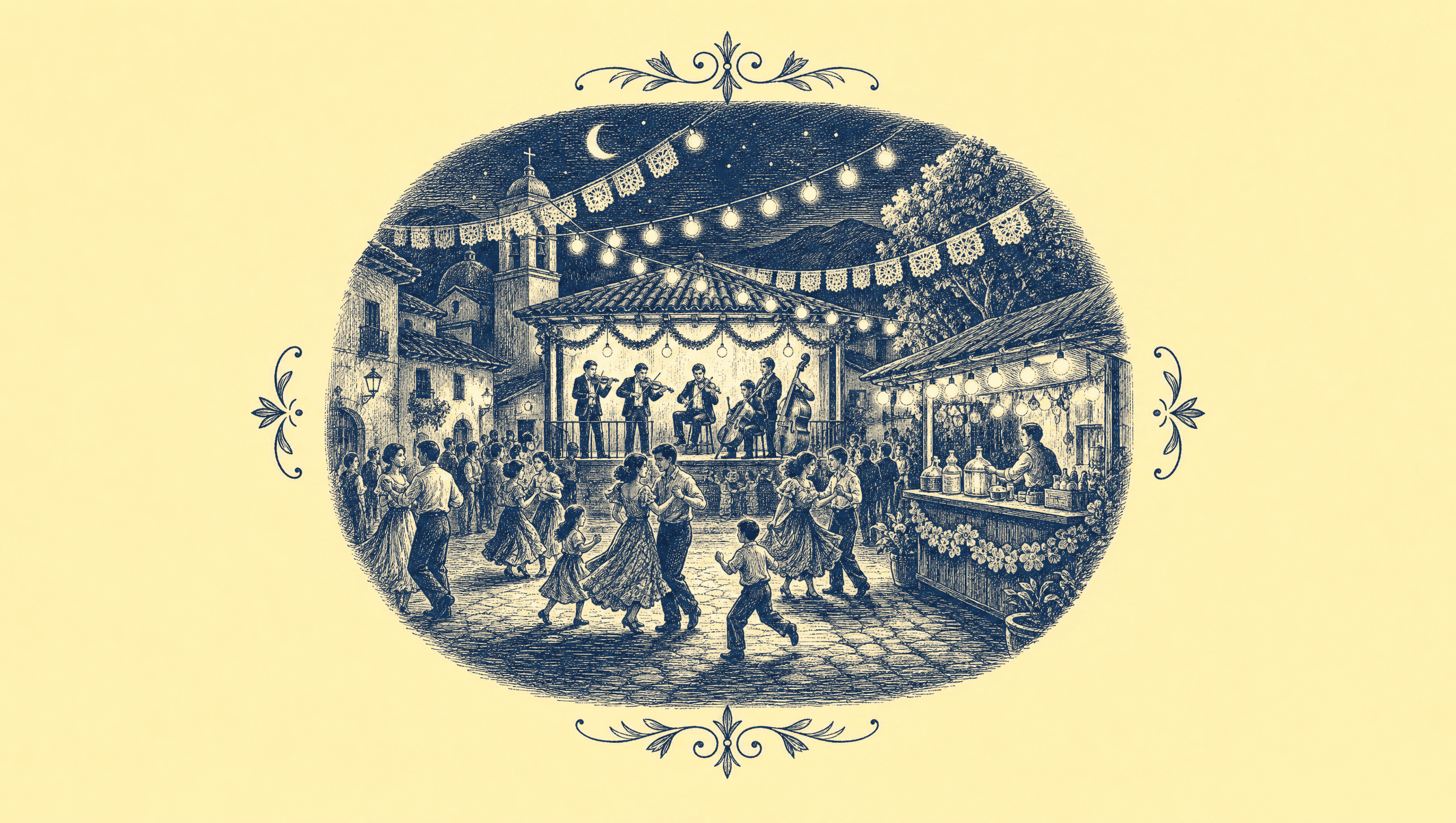 Nuit de bal de village en plein air