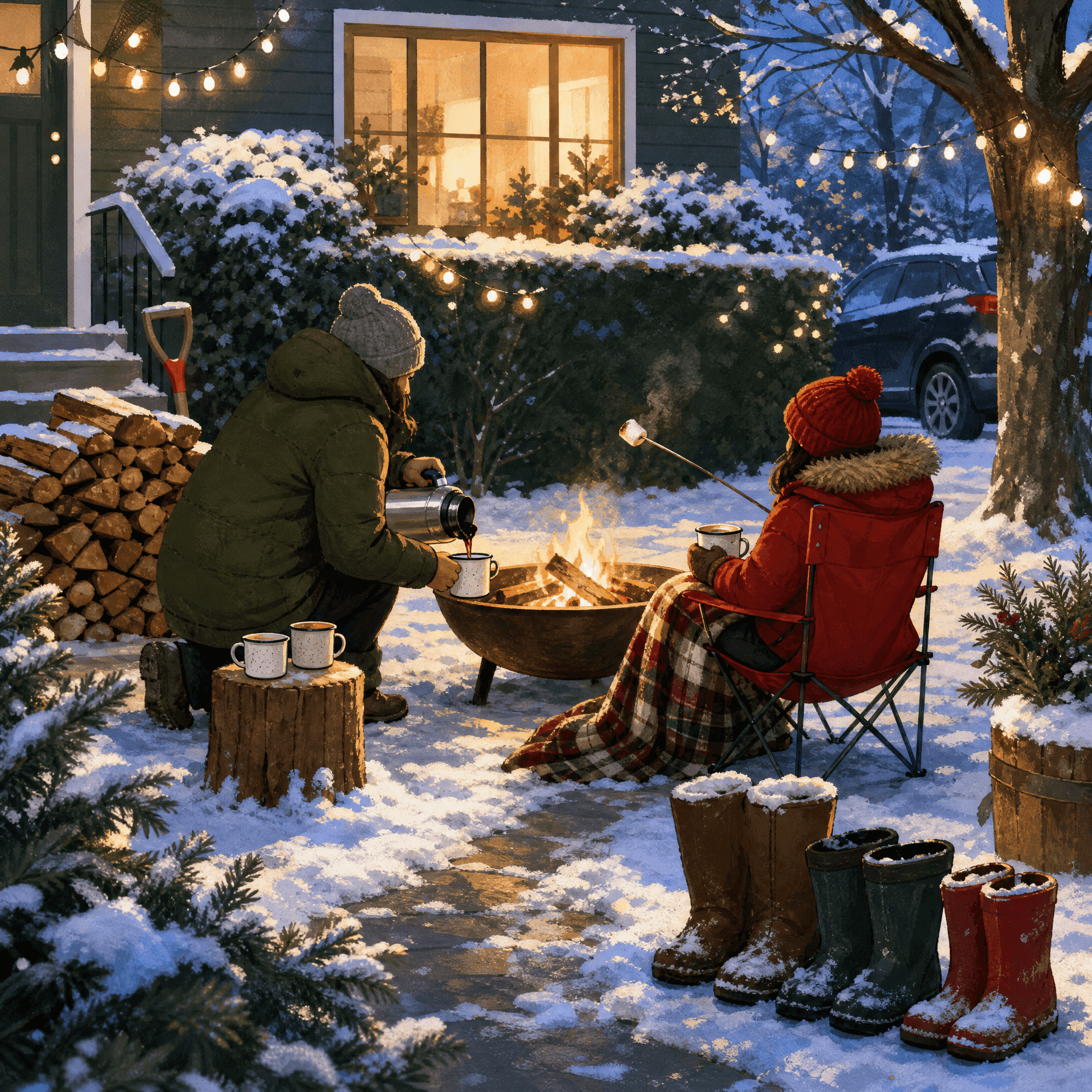 Hot Cocoa Campfire Night